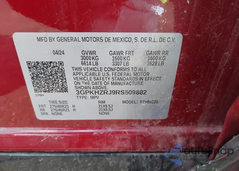 2024 Honda Prologue Elite из США, поврежденный, VIN 3GPKHZRJ9RS509882